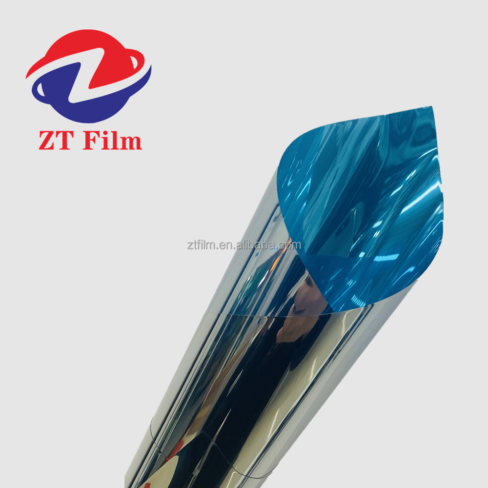 Building Decoration Privacy  Mirror Silver Blue Colourful Safety Window Film 1.52*30m Window Tint