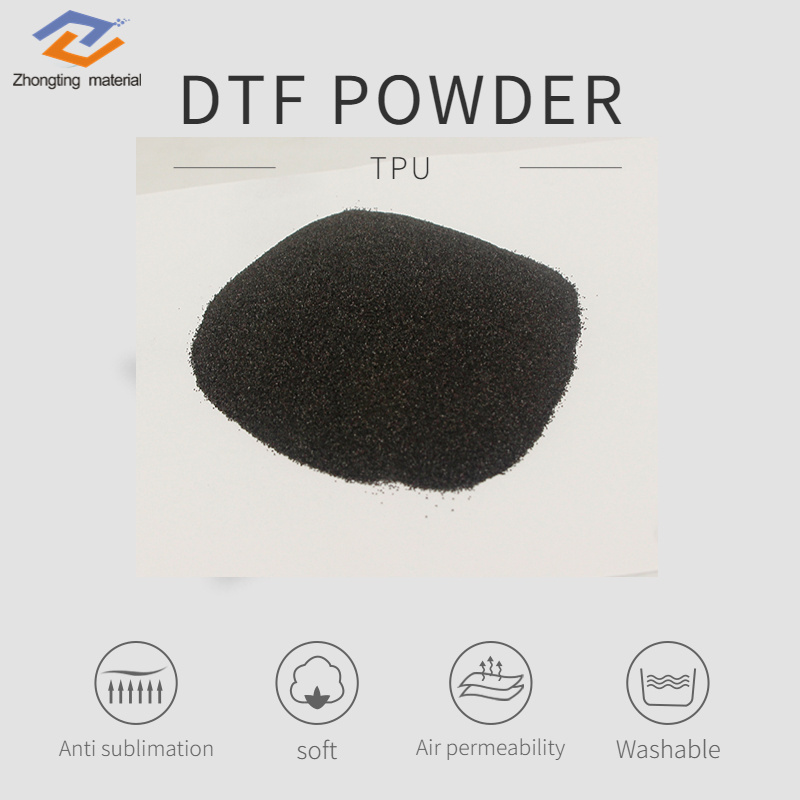 Washable Black Powder Hot Melt Adhesive DTF Powder Glue TPU Polyurethane for DTF PET Dark T-shirt Fabric Heat Transfer Printing