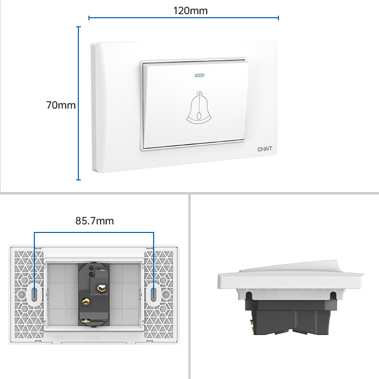 CHINT Prima Light Switch Smart Brass Light 16A 250V 50000 times Electric Wall Switch Plate