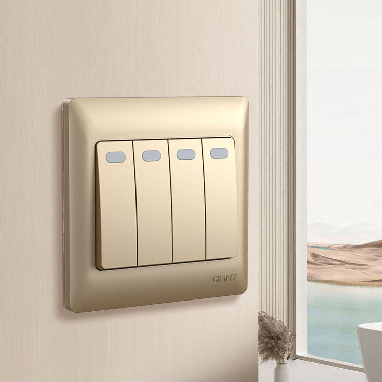 CHINT Electronic material switch panel 4 gang 1 way wall switch buttons Modern household wall light switches