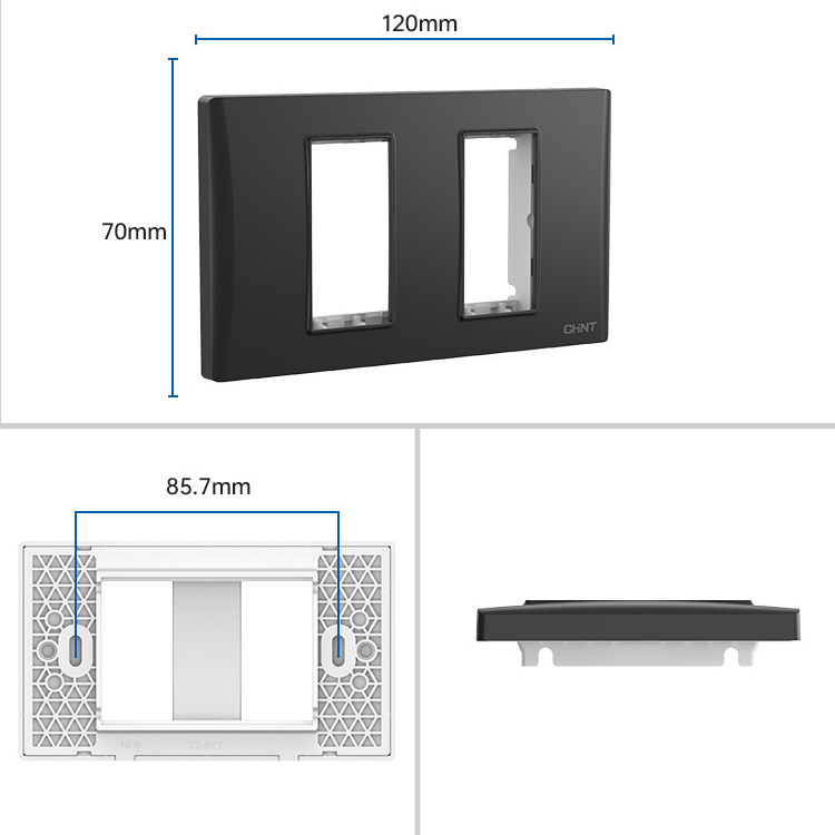 CHINT US Standard Quality Household Commercial Electric Power Switch 2 gang wall plate cover decorate screwless wall plates