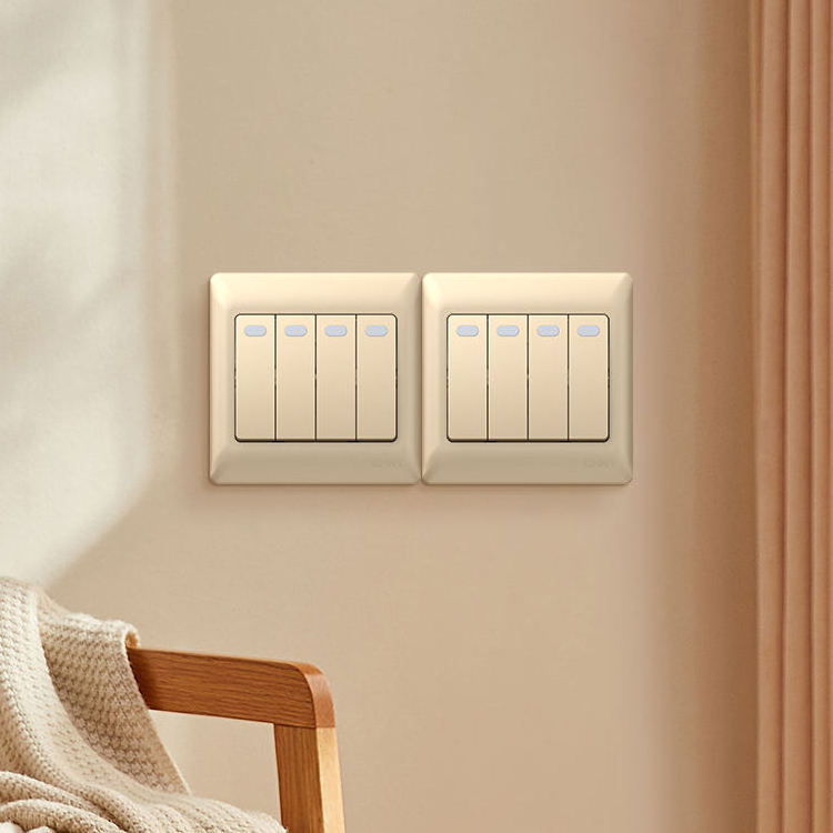 CHINT Electronic material switch panel 4 gang 1 way wall switch buttons Modern household wall light switches