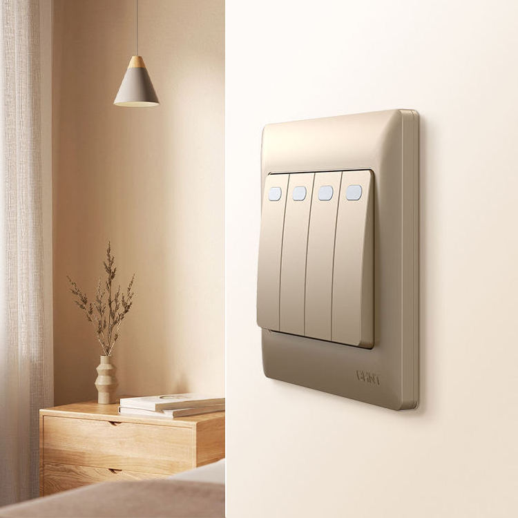 CHINT Electronic material switch panel 4 gang 1 way wall switch buttons Modern household wall light switches