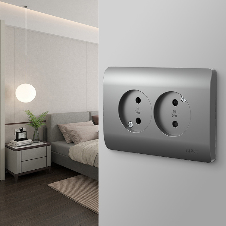 CHINT EU Standard Electrical Wall Socket Socket 2 Outlet Double EU Socket German Plug