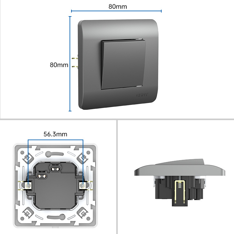 CHINT European Standard 1 Gang 2 Way Button Wall Light Switch Electric Wall Switches for Home Hotel