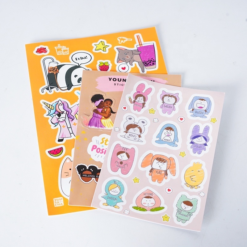 Clear Adhesive Logo sticker Label Paper Vinyl Die Cut Holographic Stickers Custom Printing Waterproof Kiss Cut Sticker Sheet