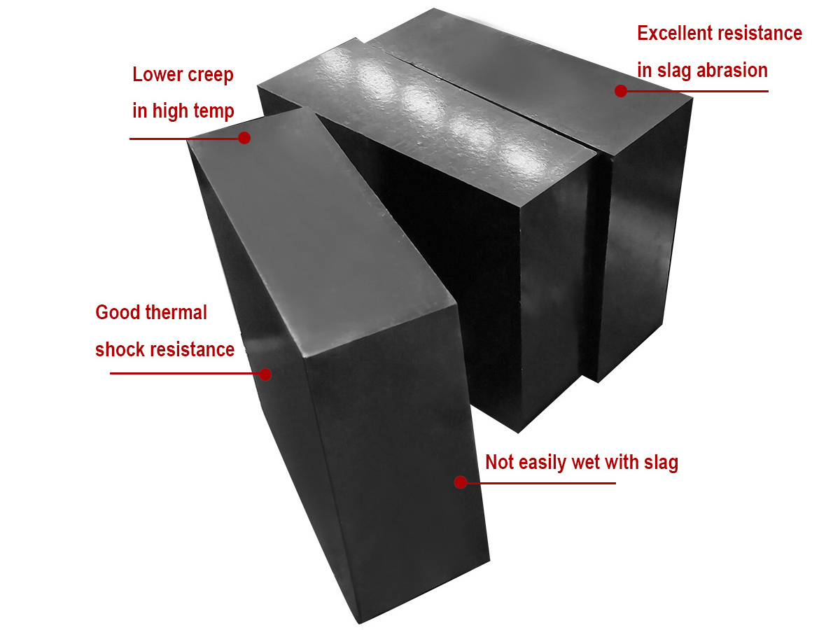 Good Thermal Stability Mgo-C Bricks Ladles Refining Furnaces Eaf Bof Refractory Magnesia Carbon Bricks For Steel Plants