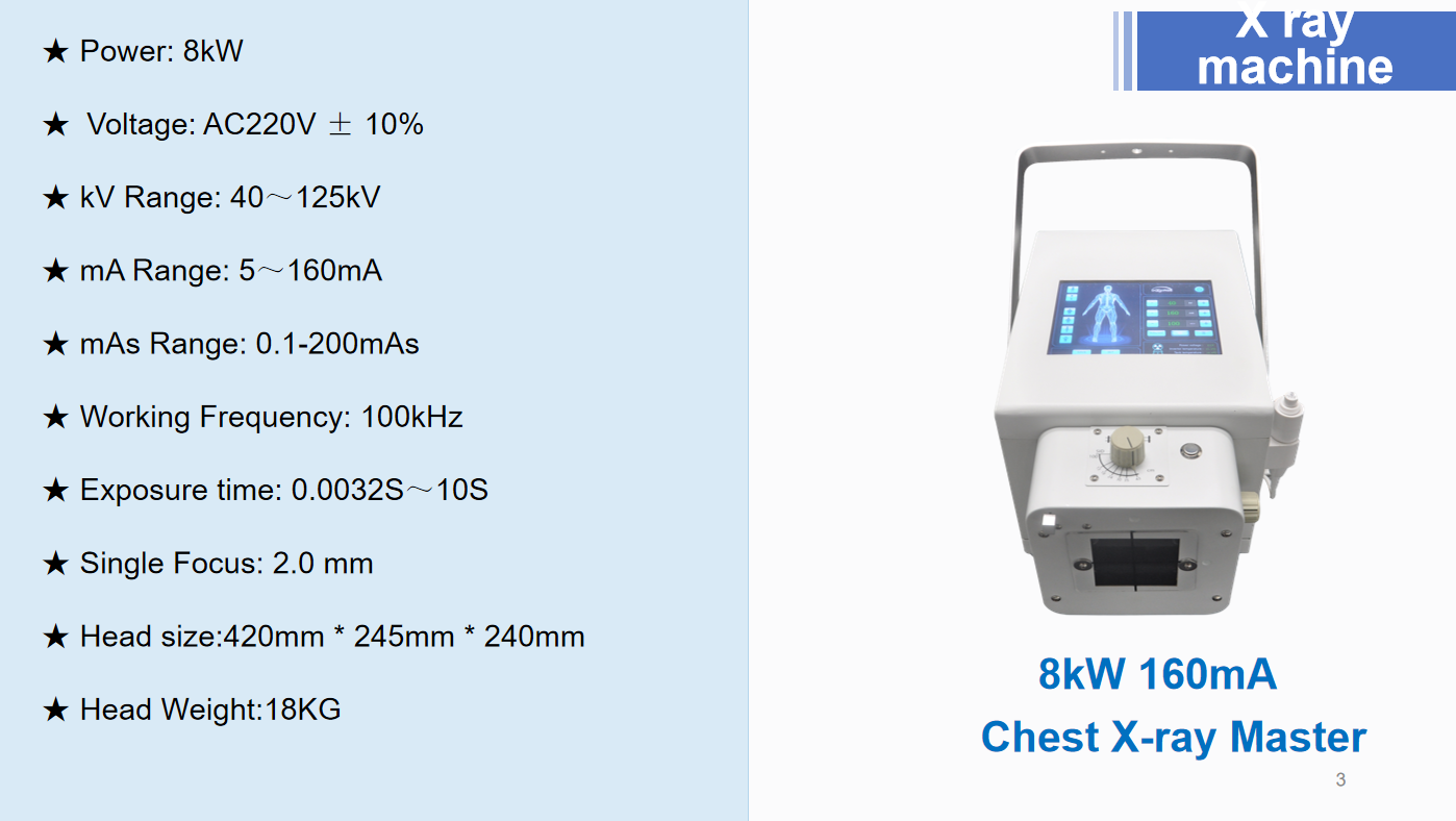 High Frequency Radiography 8KW 160MA X-ray System Medical Diagnostic Mobile X Ray Machine Price