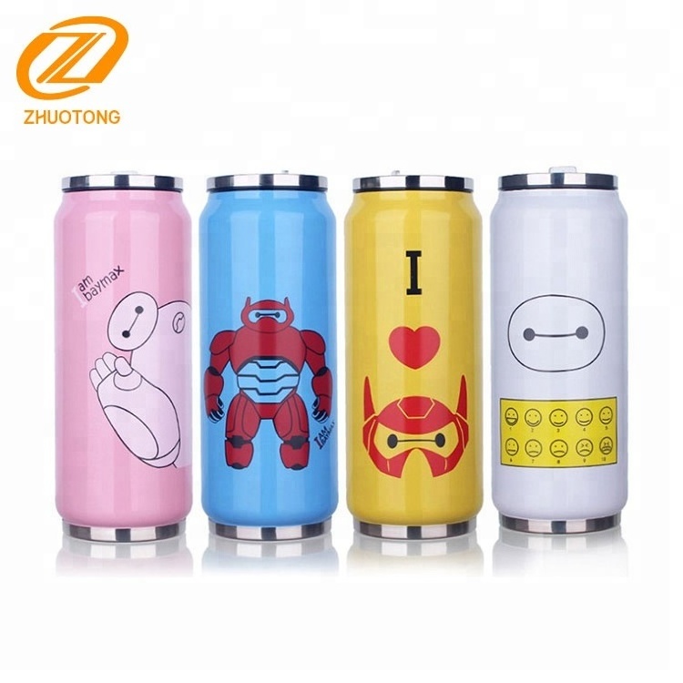 BPA free stainless steel vacuum water bottle cola can shape