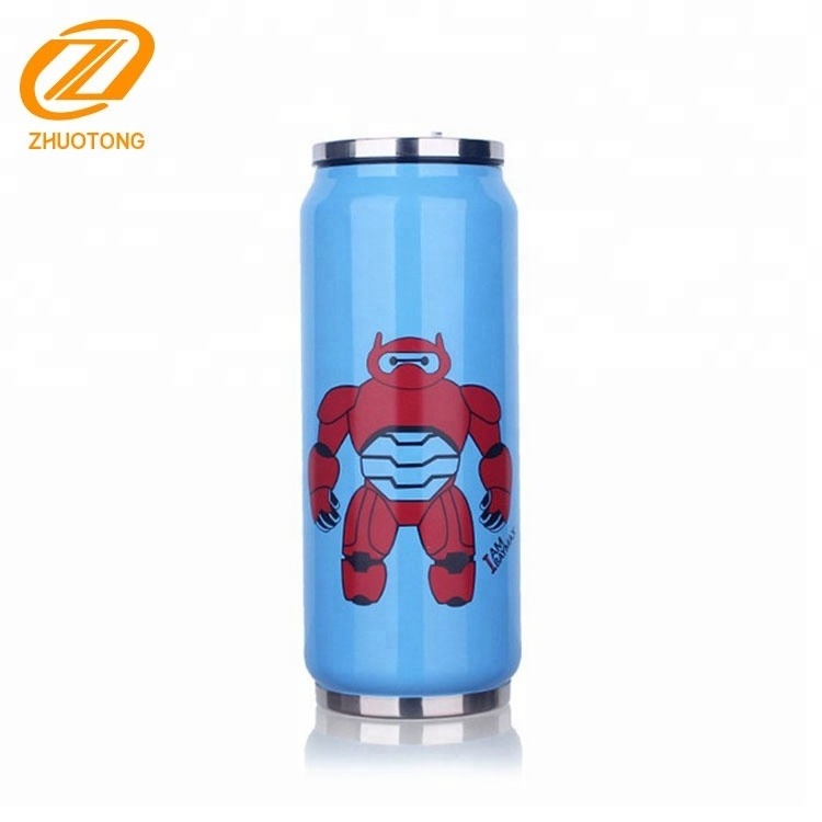 BPA free stainless steel vacuum water bottle cola can shape