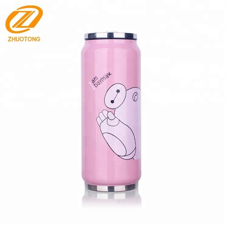 BPA free stainless steel vacuum water bottle cola can shape