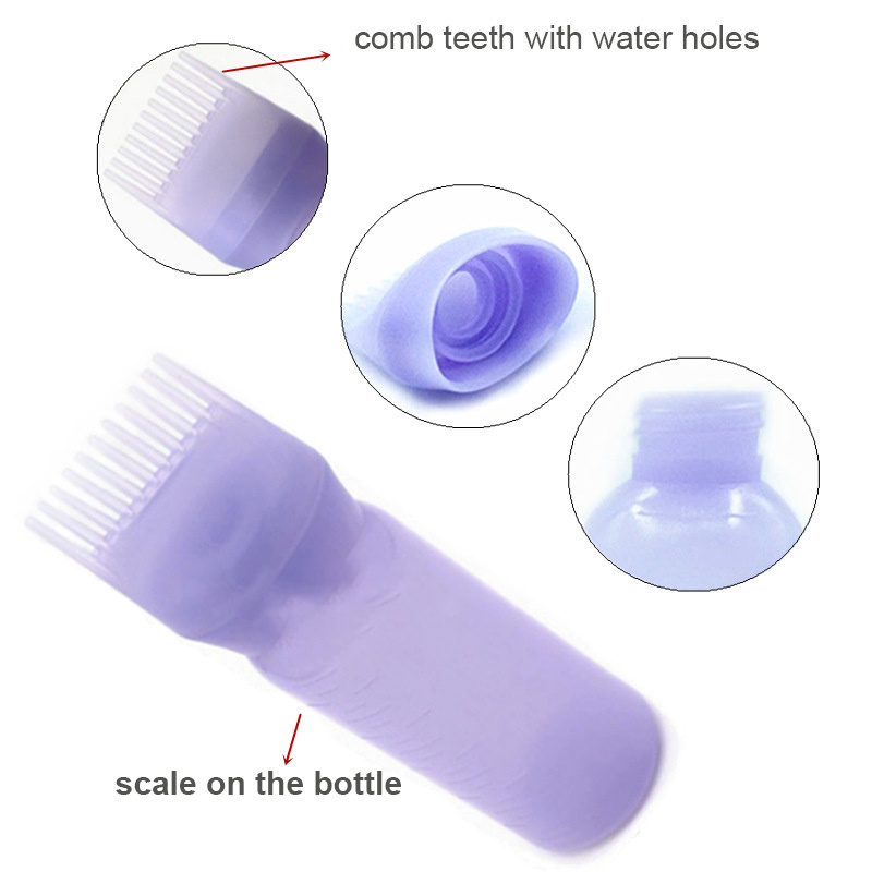 Professional Custom 3 colors hair dye bottle with comb eco friendly plastic salon barber oil applicator for hair with comb