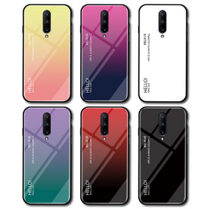 Luxury Tempered Glass Gradual Phone Case for One Plus 1+7 Pro Colorful Gradient Change Color Back Cover for One Plus Seven 1+7