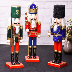 38 cm hight Handmade decoration christmas soldier wood ornament nutcracker