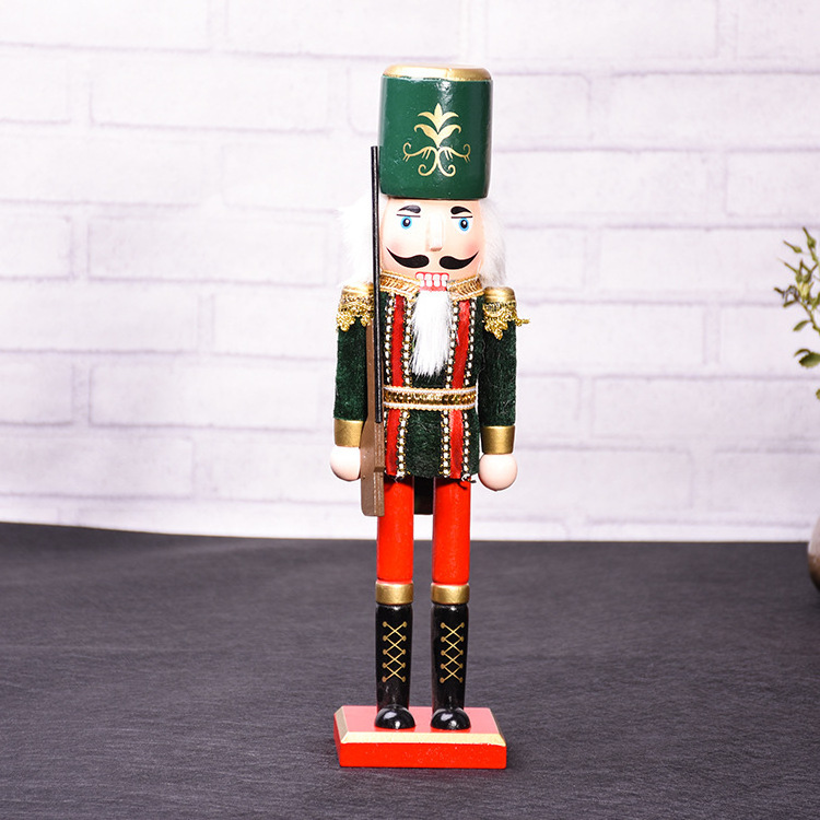 38 cm hight Handmade decoration christmas soldier wood ornament nutcracker