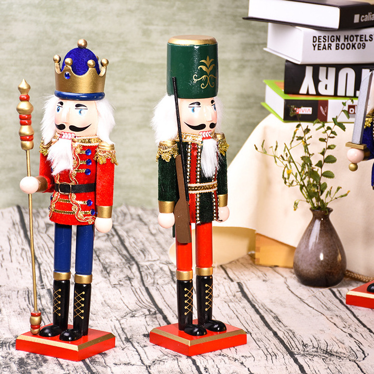 38 cm hight Handmade decoration christmas soldier wood ornament nutcracker