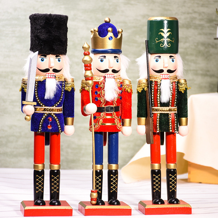 38 cm hight Handmade decoration christmas soldier wood ornament nutcracker