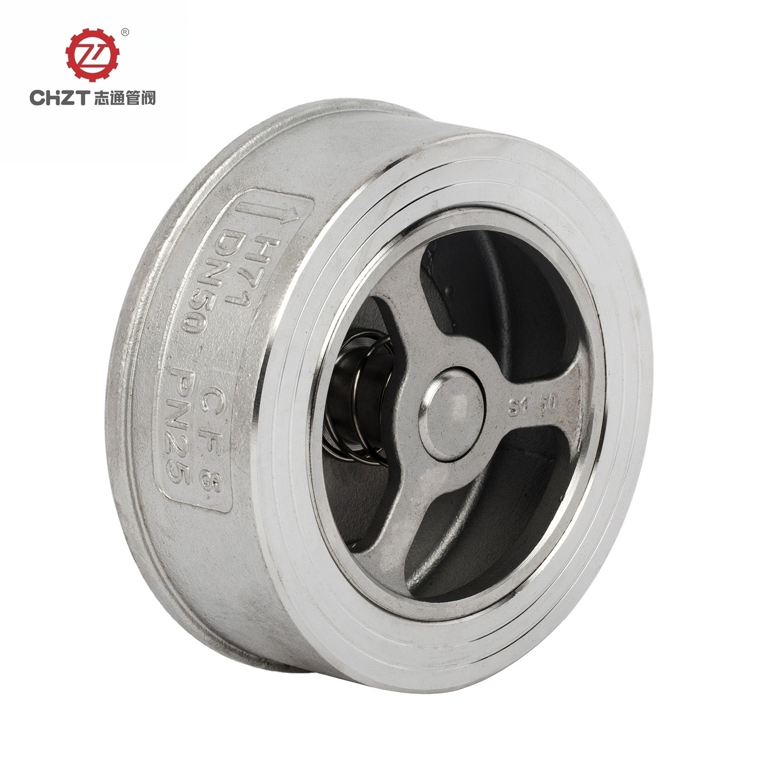 ASME spring wafer non return valve 1/4 inch to 4 inch silent wafer dual plate disc pn25 check valve