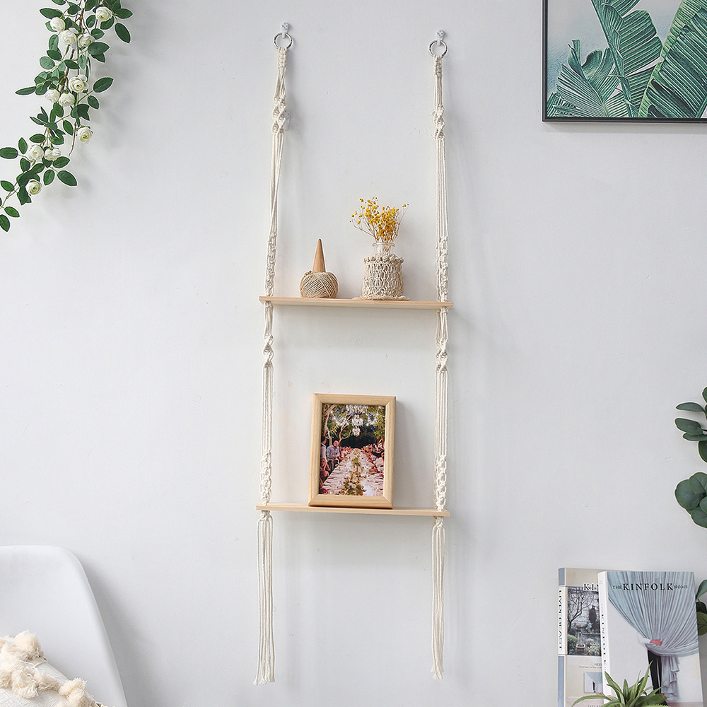 Boho Christmas Ornaments Air Plant Hanger Macrame Plant Pot Hanger Macrame Floating Shelf Hanger