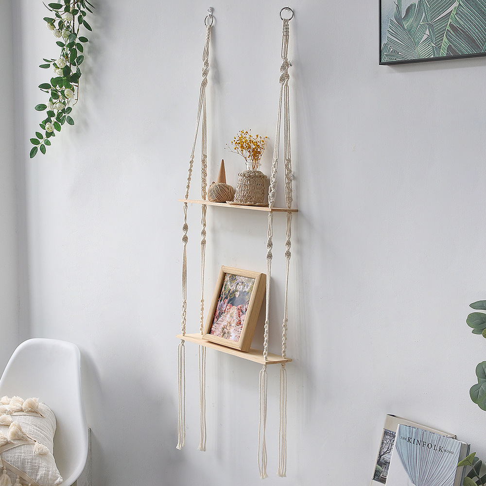 Boho Christmas Ornaments Air Plant Hanger Macrame Plant Pot Hanger Macrame Floating Shelf Hanger