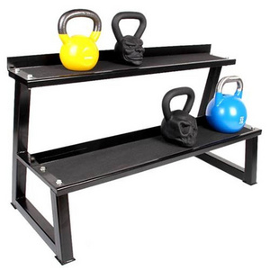 Commercial Dual Tier Hex Dumbbell Storage Rack Kettlebell Racks for Gym Fitness Exercise Dumbbells and Kettlebells