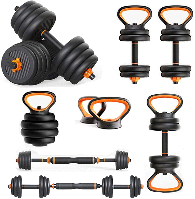 Custom Made Fitness Gym PE Barbell 6-in-1 Weight Kettle bell Commercial adjustable Dumbbell Set