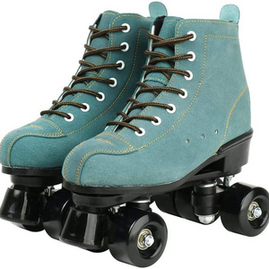 Cowhide Roller Skates for Women and Men Shoes Double-Row Design Adjustable Classic Premium Roller Skates