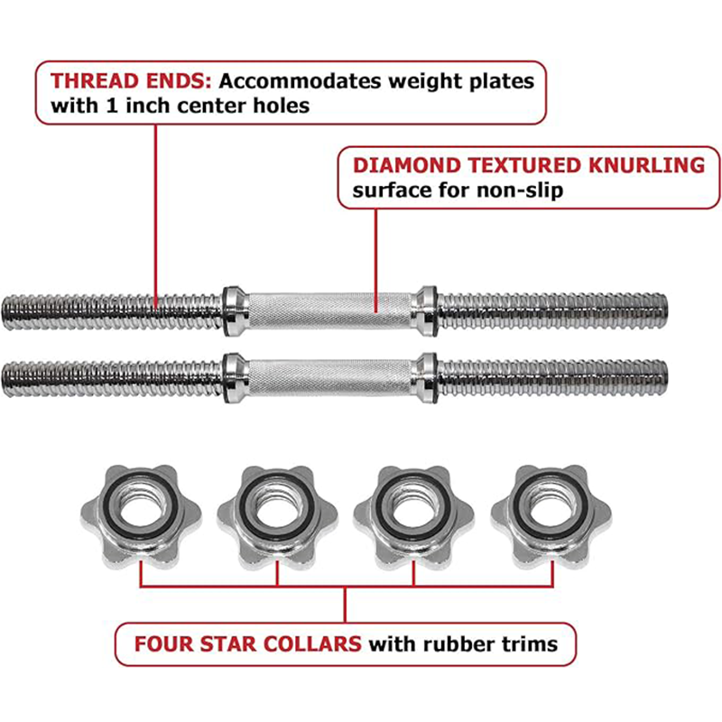 Adjustable Dumbbell Bars Non-Slip Dumbbell Handles Threaded Dumbbell Handles With Safety Locks