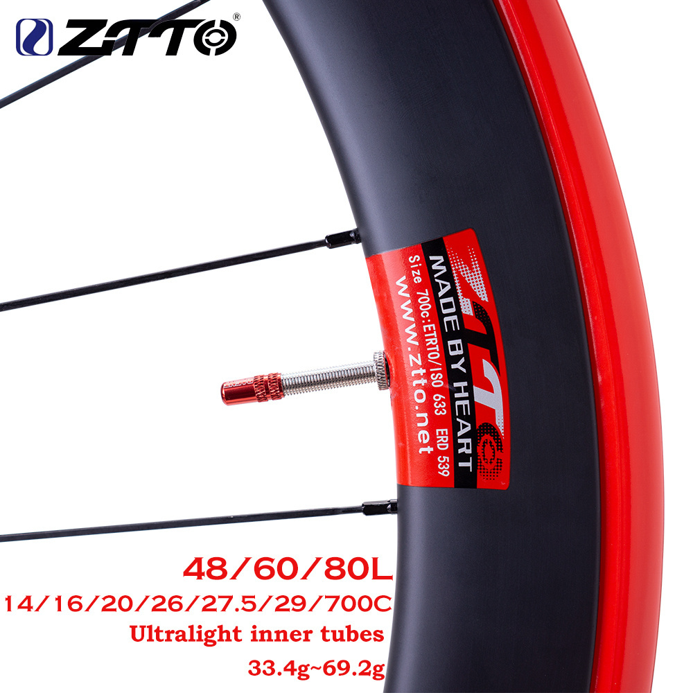 ZTTO Ultralight Bicycle Inner Tubes TPU Inner Tire 700C 48mm 60mm 80mm French Valve 14 16 20 26 27.5 29 Inch 1.25-1.75 Tubes