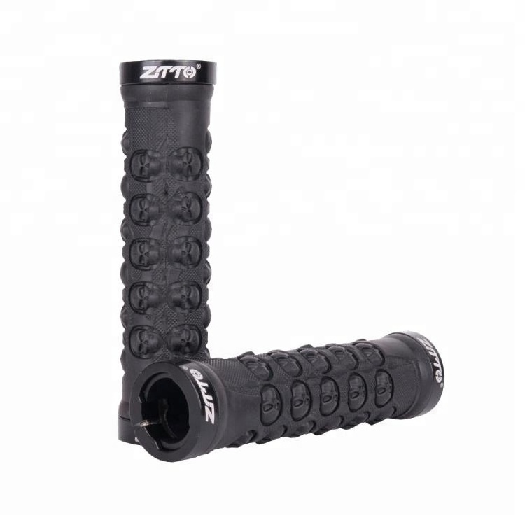 ZTTO MTB Handlebar Grips TPR Rubber Lock on Anti slip Grips for MTB Folding Bike Skull design bicycle parts AG-23