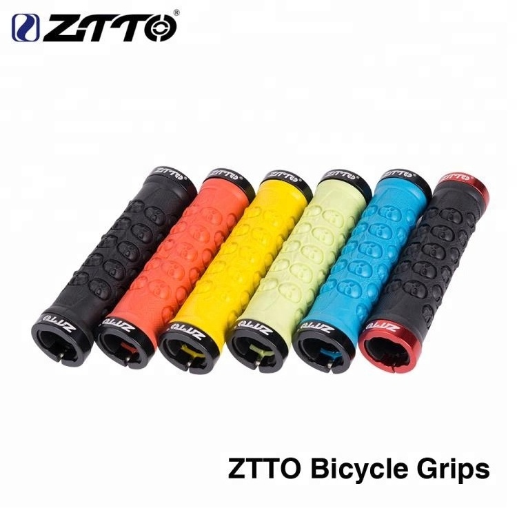 ZTTO MTB Handlebar Grips TPR Rubber Lock on Anti slip Grips for MTB Folding Bike Skull design bicycle parts AG-23