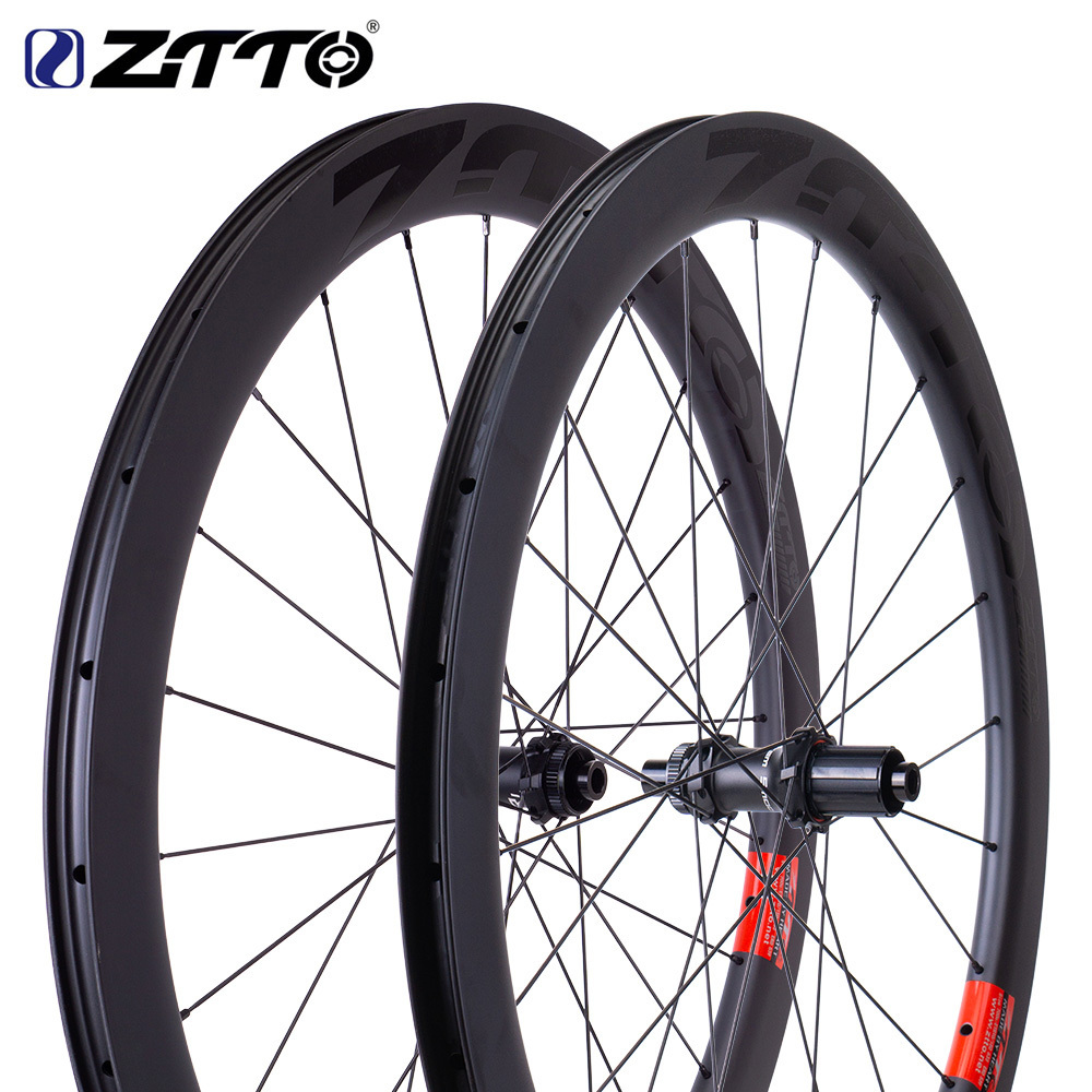 ZTTO Road Bike Carbon Fiber Tubeless Disc Brake Wheelset 38mm 45mm 50mm Aero Rim 142 Thru Axle 6 Pawls Hub R1 Bicycle Wheel