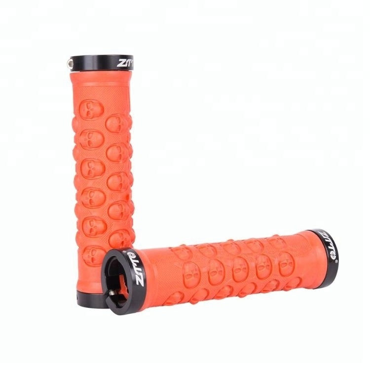 ZTTO MTB Handlebar Grips TPR Rubber Lock on Anti slip Grips for MTB Folding Bike Skull design bicycle parts AG-23