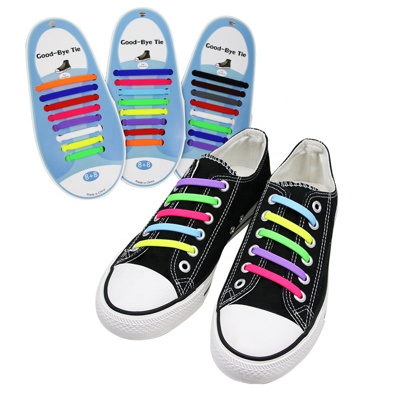 High Quality Colorful Elastic Silicone Shoe Laces Kids Adult Rubber Shoelace Outdoor Sneakers Quick Lazy Lace Wholesale