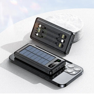 Ultra Slim Mobile Charger 30000mah Power Bank Durable Solar Charging Treasure Battery Pack With Built In Cables