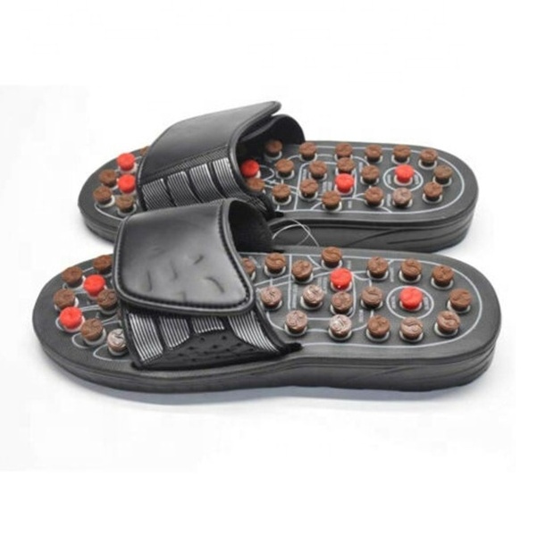 Reflexology Massage Sandals Slippers Acupressure Foot Care Indoor for Adults Black 50 PVC Unisex Foot Massager Massage Function