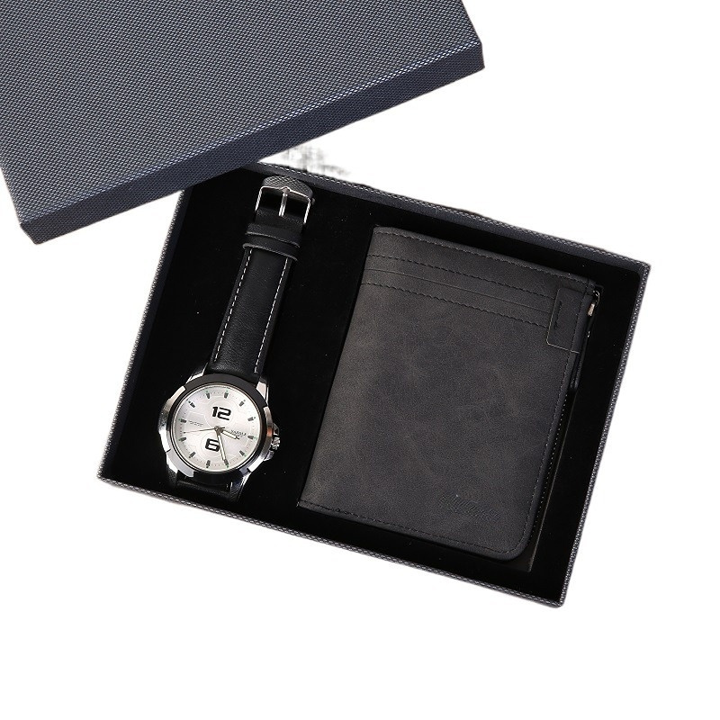 High Quality Custom Logo Rfid Luxury Leather Wallet Watch Gift Sets For Father Men New Year Gifts