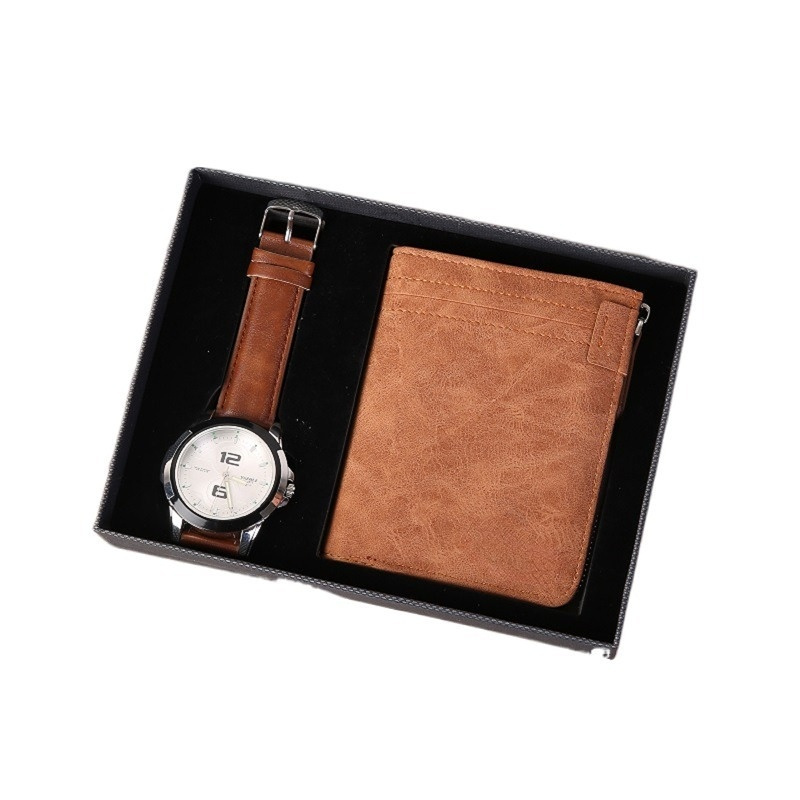 High Quality Custom Logo Rfid Luxury Leather Wallet Watch Gift Sets For Father Men New Year Gifts