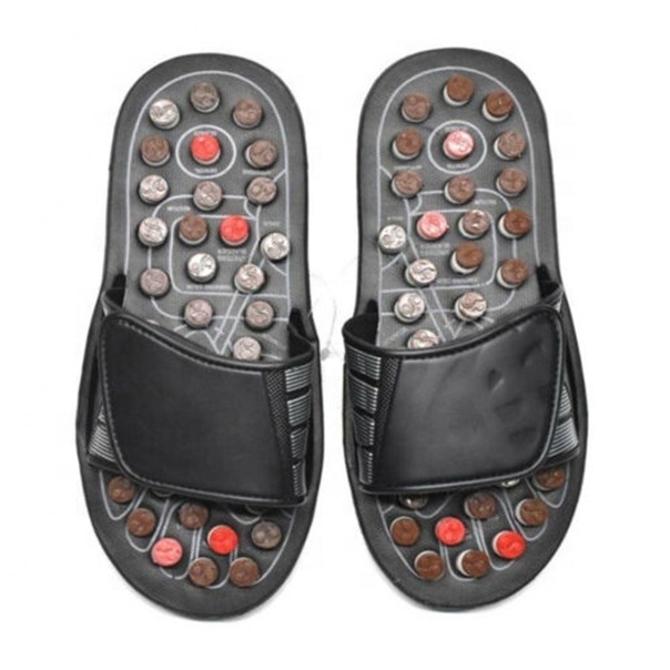 Reflexology Massage Sandals Slippers Acupressure Foot Care Indoor for Adults Black 50 PVC Unisex Foot Massager Massage Function