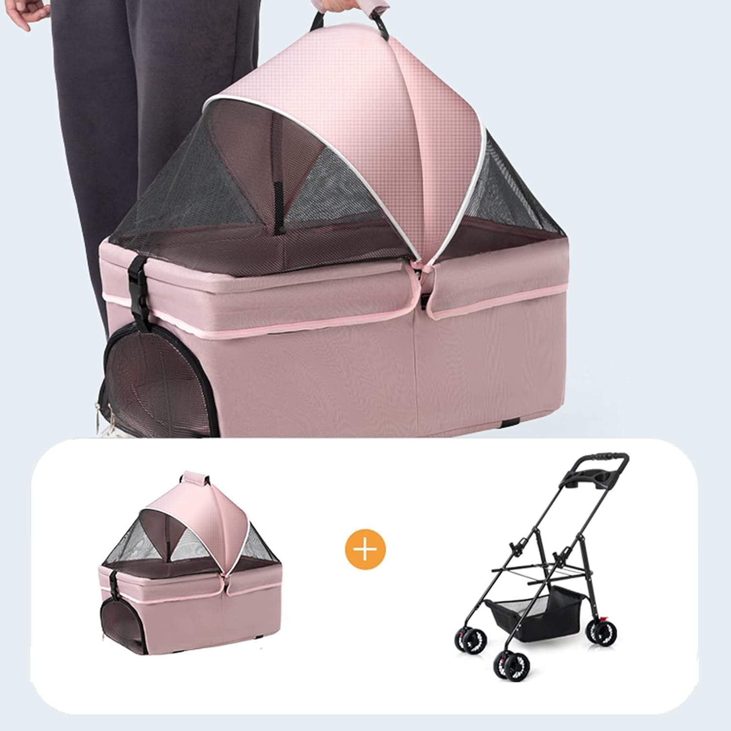 4 Wheel Dog Stroller for Large Dog Foldable Travel Carriage with removable Pet Stroller Wheeled Pet Carrier