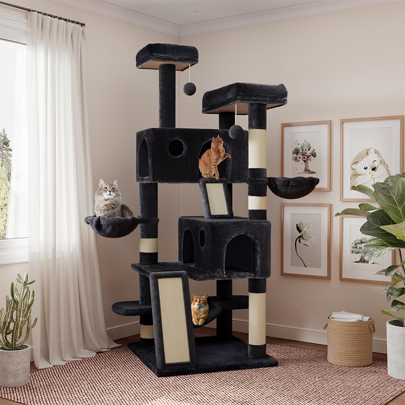 Multi-Level large Scratcher Cat Scratching Tree With Sisal Scratching Posts for Perches Houses Hammock Cats Tower