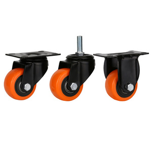 Screw Swivel Brake Cheap Price Mute Orange PU Bearing Universal Wheel Rotating Roller Workbench Brakes Caster Wheels Light Duty