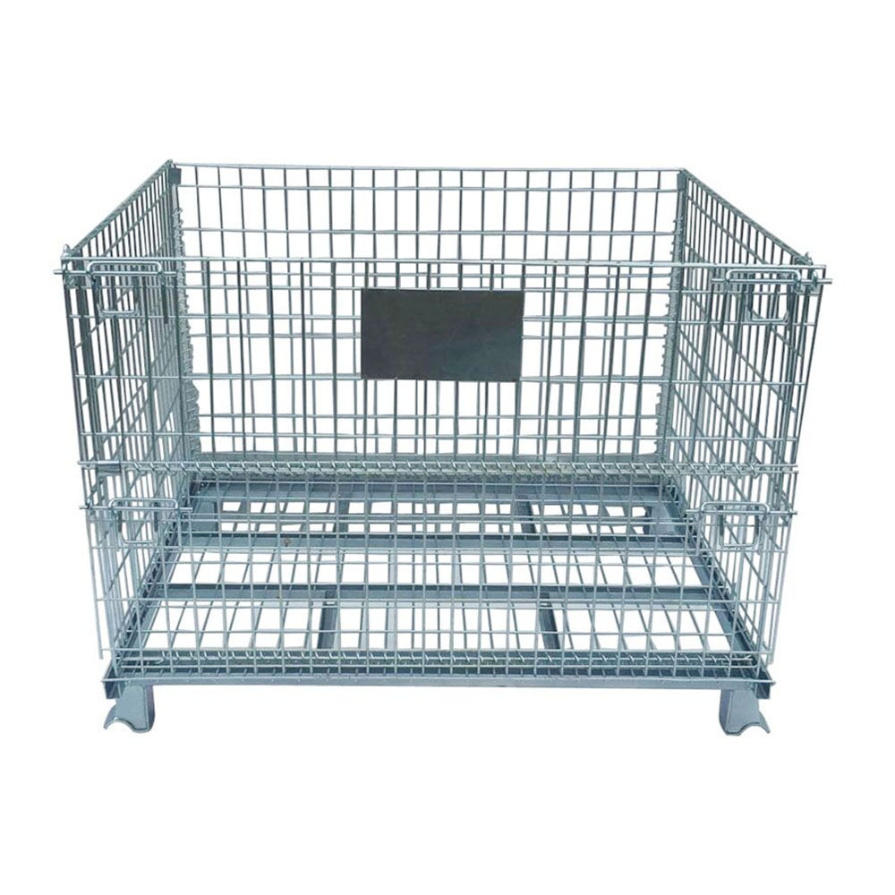 Heavy Duty Stackable Galvanized Steel Wire Cage Stillage for Efficient Warehouse Storage