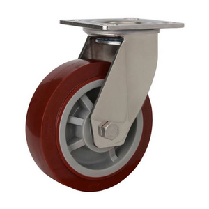 Warehouse Large Machines 8 Inch Stainless Steel 200 Mm Diameter Industrial PU Castor Wheel Heavy Duty Caster