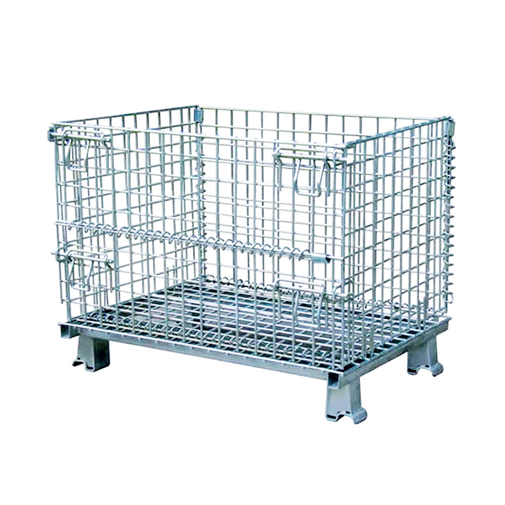 Heavy Duty Stackable Galvanized Steel Wire Cage Stillage for Efficient Warehouse Storage