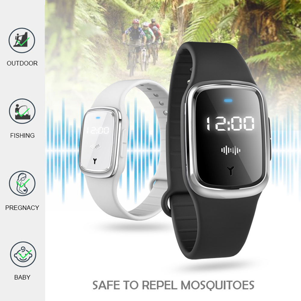 New Arrival Electronic Ultrasonic Band repellent mosquito bracelet M2 anti mosquito killer with Led Clock