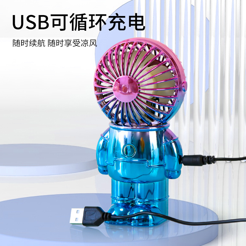 Wholesale New Colorful Gradient Electroplating Bear Electric Fan USB Charging Three-speed Big Wind Fan