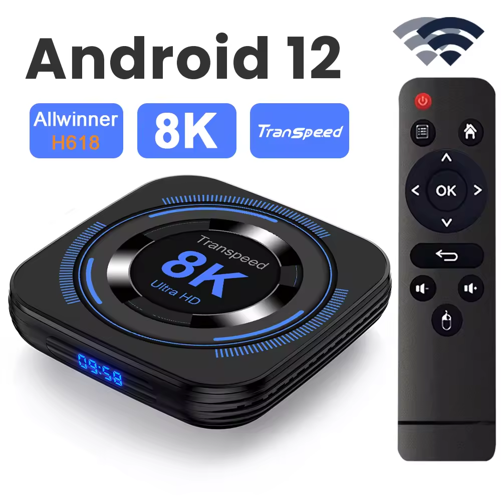 New arrival cheapest Transpeed Allwinner H618 Android 12 TV BOX Dual Wifi 32G64G Quad Core Cortex A53 Support 8K Video 4K BT4.0