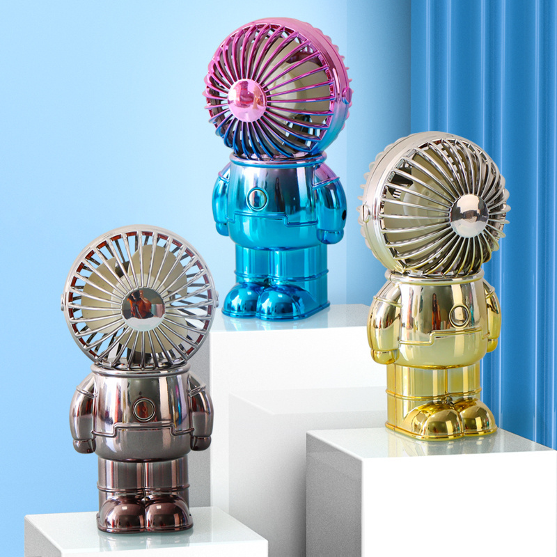 Wholesale New Colorful Gradient Electroplating Bear Electric Fan USB Charging Three-speed Big Wind Fan