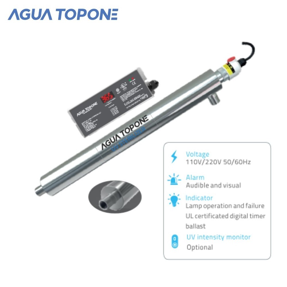 AGUA TOPONE Electronic Countdown Ballast Water Treatment Filter System for Killing Bacteria 99.99%  UV Water Sterilizer  Machine